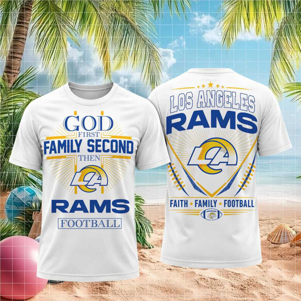 Los Angeles Rams God First Family Second Faith Football Shirt LA Rams Merch Gift For Brothers