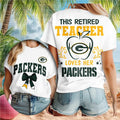 Green Bay Packers Retired Teacher Apple Bow Shirt Packers Merch Teacher Appreciation Gift Ideas