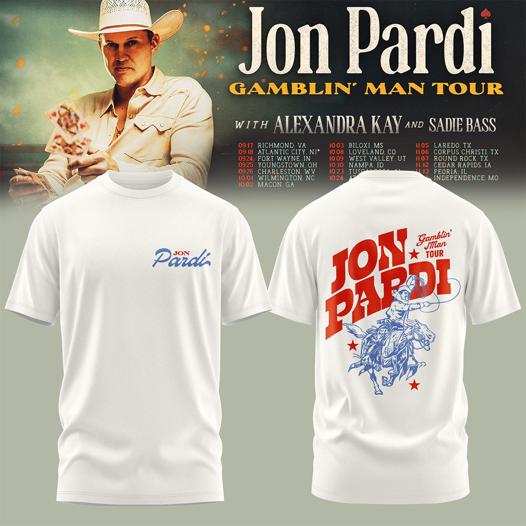Jon Pardi Gamblin_ Man Tour 2026 T-Shirt Jon Pardi Concert Merch Present For Country Fans