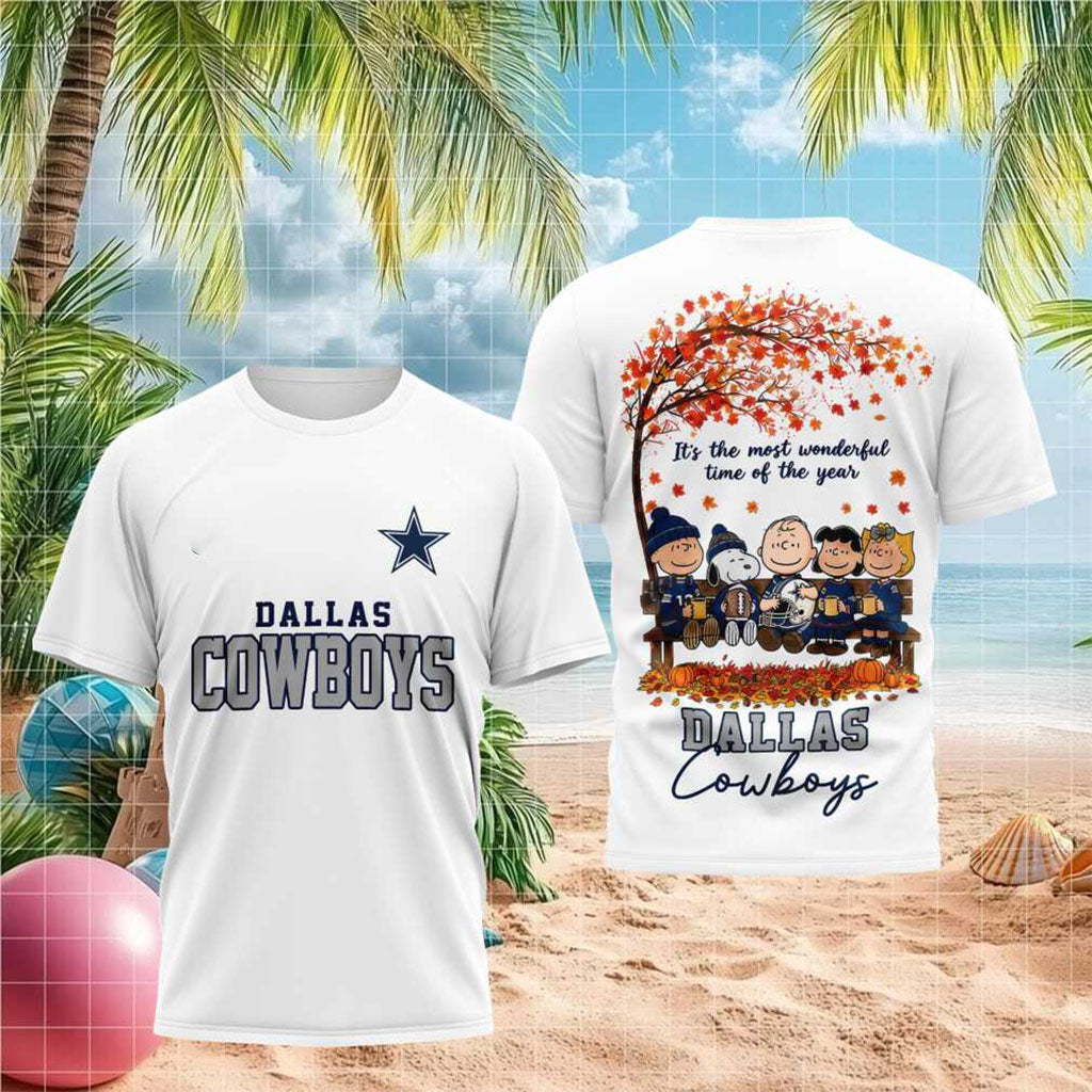 Dallas Cowboys Peanuts Gang Autumn Tree Shirt Fall Clothing Dallas Cowboys Merch Fan Gifts